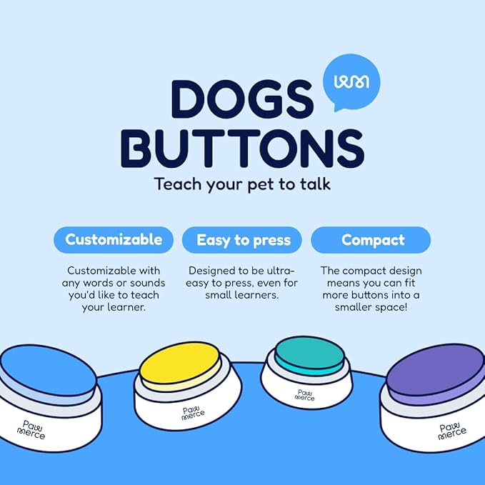 Dogs Voice Recording Command Button,4PC's Colorful 30 Second Training Buzzer Communication, Funny Gift for Pet Training