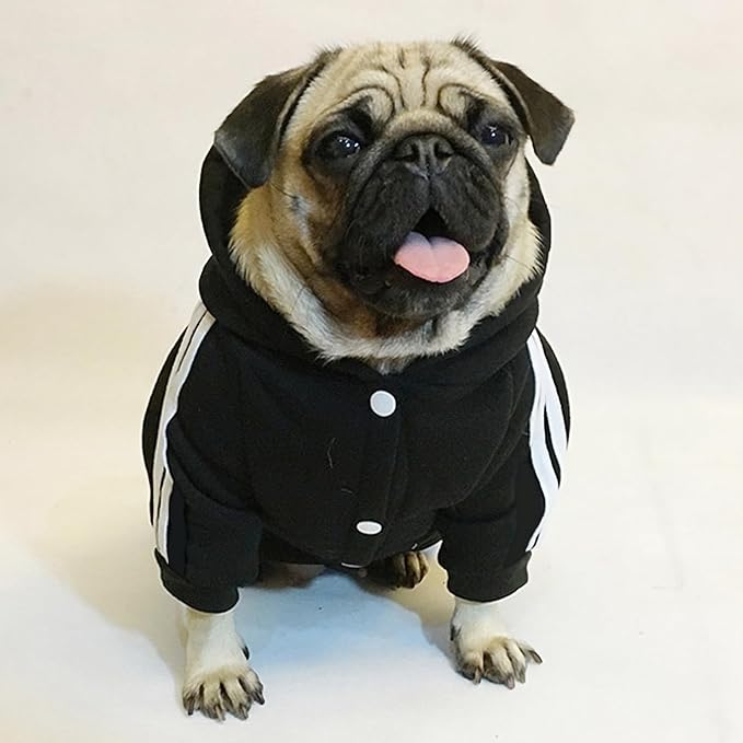 Weowin Pet Outfit - Cute Dog Hoodie Tracksuit Sweater Winter Clothes Pajamas Jumpsuit 4-Legs Black for Puppy Small Medium Large Dogs Girl or Boy (3X-Large)