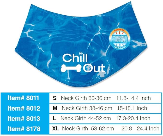 ALL FOR PAWS Dog Cooling Bandana, Cooling Bandanas for Medium Dogs, Ice Dog Bandanas, Cooling Neck Wraps for Dogs, Chill Out Blue Neck Cooler (M)