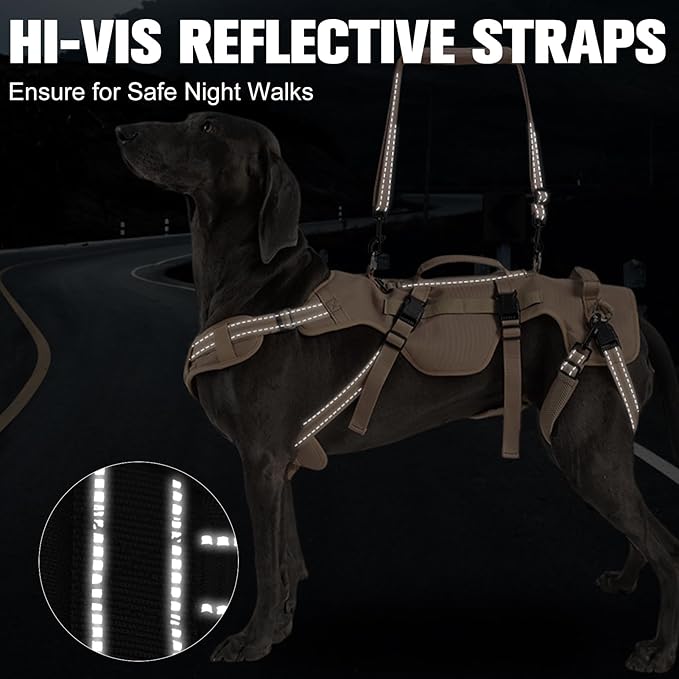 BINGPET Dog Lift Harness for Large Dogs,Full Body Support Rehabilitation Dog Sling Carrier with Handles,Reflective Multifunctional Mobility Assistance Vest for Senior Pets Joint Injuries,Arthritis,L
