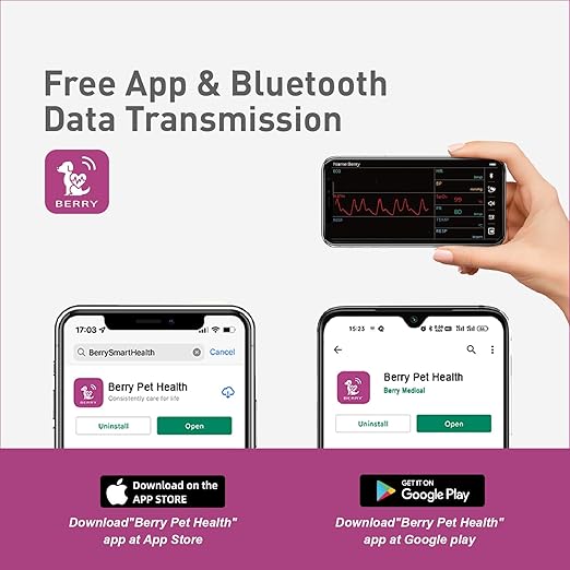 Free App Data Storage Veterinary Handheld AM1000A-Vet Blood Oxygen Saturation and Pulse Rate Tongue Probe Pets with Bluetooth