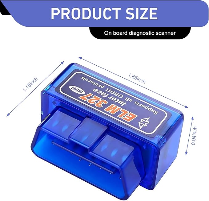 OBD2 Scanner, ELM327 V2.1 Bluetooth Diagnostic Tool, Universal Car Code Reader for Android iOS, Real-time Vehicle Data Monitor (Blue)