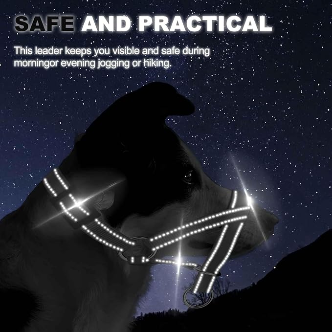 Dog Head Collar, Head Collar with Reflective Strap to Stop Pulling for Small Medium and Large Dogs, Adjustable (L, Green)