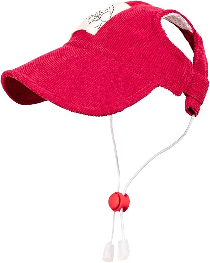 Pet Dog Baseball Cap, Cat Hat, Cat Dog Sun Cap with Ear Holes, Adjustable Puppy Outdoor Sun Hat (Red, X-Small)