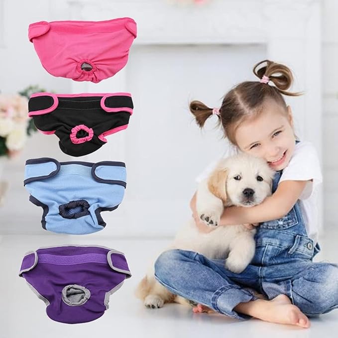 Dog Sanitary Pant,Breathable Cotton Washable Female Dog Diaper Dog Suspender Nappy Menstrual Underwear Pants for Girl Female Dog Menstruation and Avoid Harassment (S)