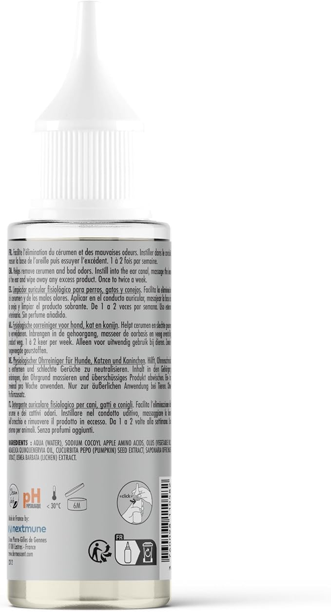 Dermoscent Essential OTO Ear Cleaner for Dogs, Cats, and Rabbits | 100% Natural Formula with Hemp Seed Oil, Gentle Earwax Removal, Odour Control, Ideal for Sensitive Ears
