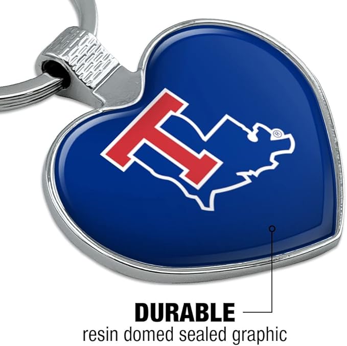 Louisiana Tech University Bulldogs Logo Keychain Heart Love Metal Key Chain Ring