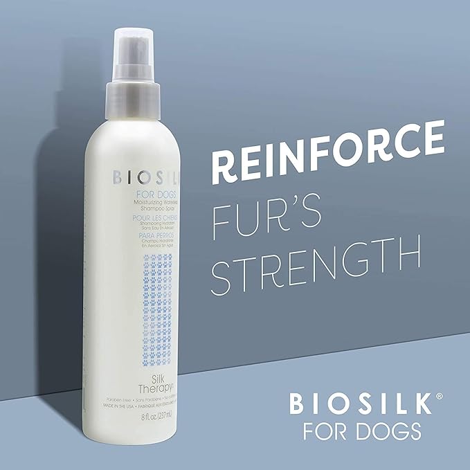 BioSilk for Dogs Silk Therapy Deep Moisture Waterless Shampoo Spray - Waterless Dog Shampoo Spray for All Dogs and Puppies - 8 Fl Ounces, Pack of 2