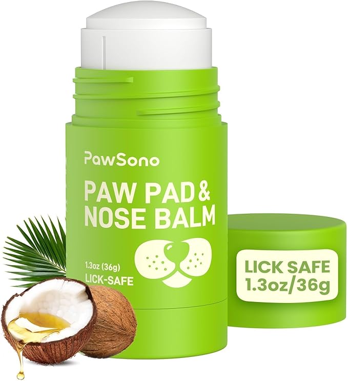 Lick-Safe Dog Paw & Nose Balm with Coconut Oil | Winter Snow, Road Salt & Cold Pavement Protector | All-Natural Moisturizer & Soother for Dry, Cracked Pads & Snout | Horse Hoof, Joint Care(1.3 oz)