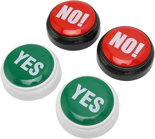 4pcs Dog Buttons for Communication, Portable Pet Training Buzzer, Yes Or No Pre Recorded Sound Effect, 2 Colors, Speaking but ton for Dog Training