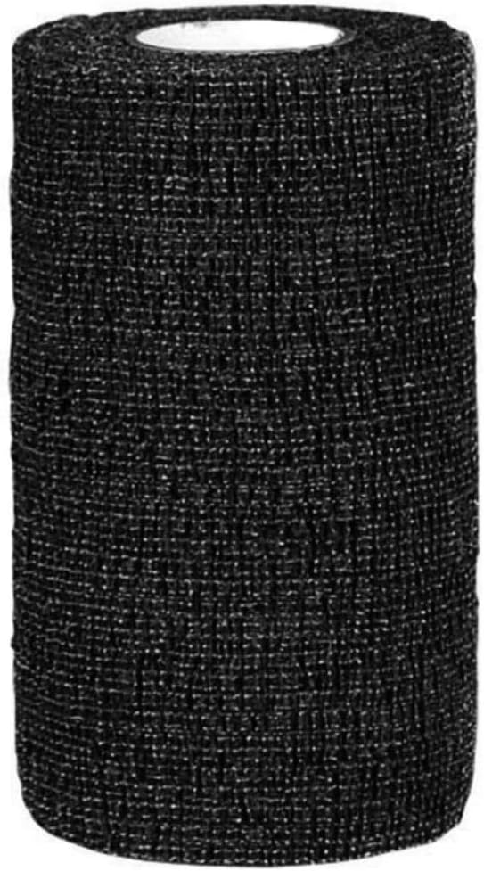 Dura-Tech Vet Flex Black Bandage First Aid Wrap | for Horses, Dogs and Others | Self-Adhesive Cohesive Tape | 4” Wide and 5 Yards of Length | Package of 18 Rolls