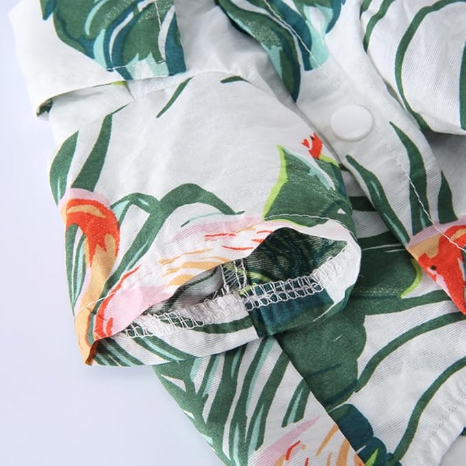 Tangpan Daisy Tropical Print Pet Dog Shirt Puppy Summer Hawaiian Beach Polo Shirts Clothes (Y White,XS)