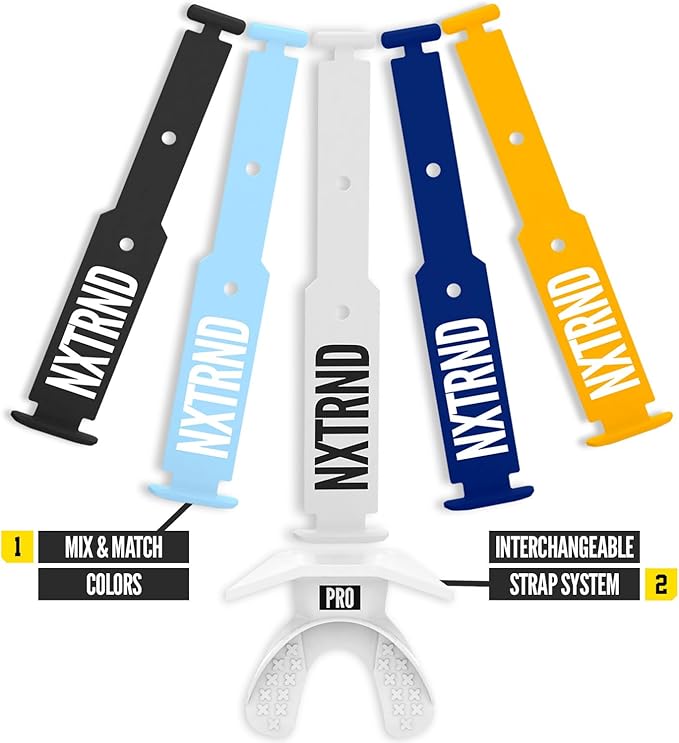 Nxtrnd One Pro Football Mouth Guard, Interchangeable Strap, Fits Adult & Youth (White)