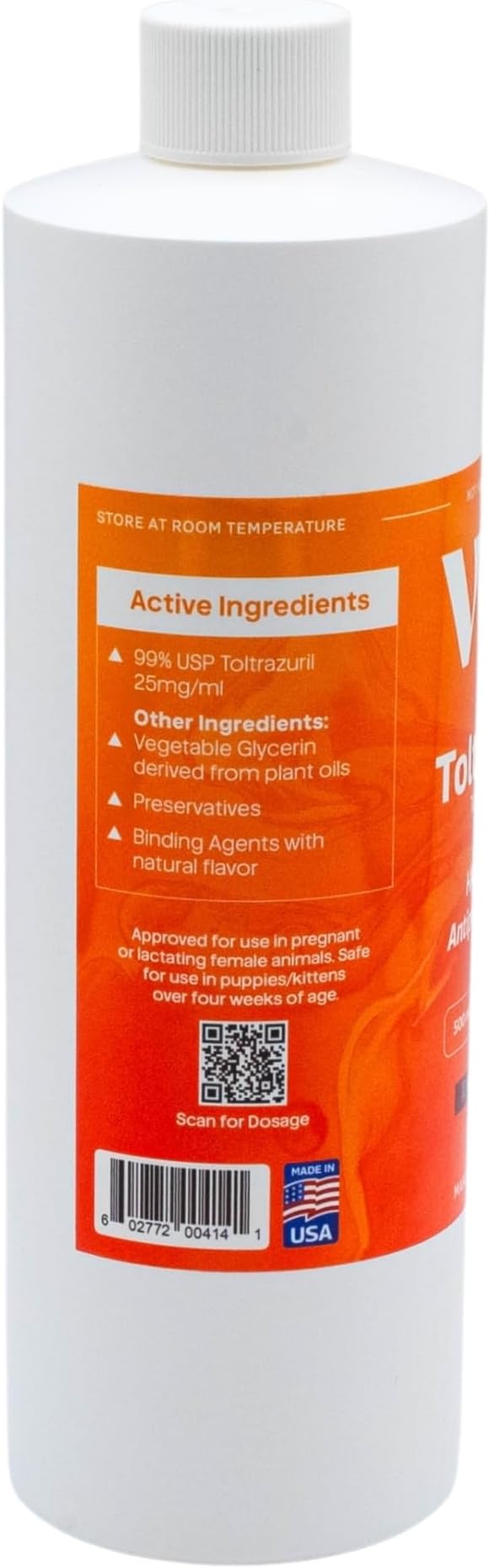 Toltrazuril 2.5% for Horses, Dogs, Cats, 500mL/16.9 Ounce, for Non-Food Chain Animals, Peanut Butter