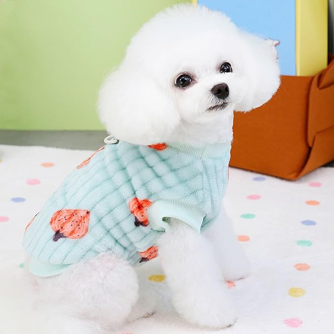 Pet Pullover Dog Sweater Strawberry Winter Puppy Clothes for Small Dogs Cats Warm Dog Knitwear Outfits Doggy Knitted Clothing with D-Ring, 2 Pack, Strawberry, Large