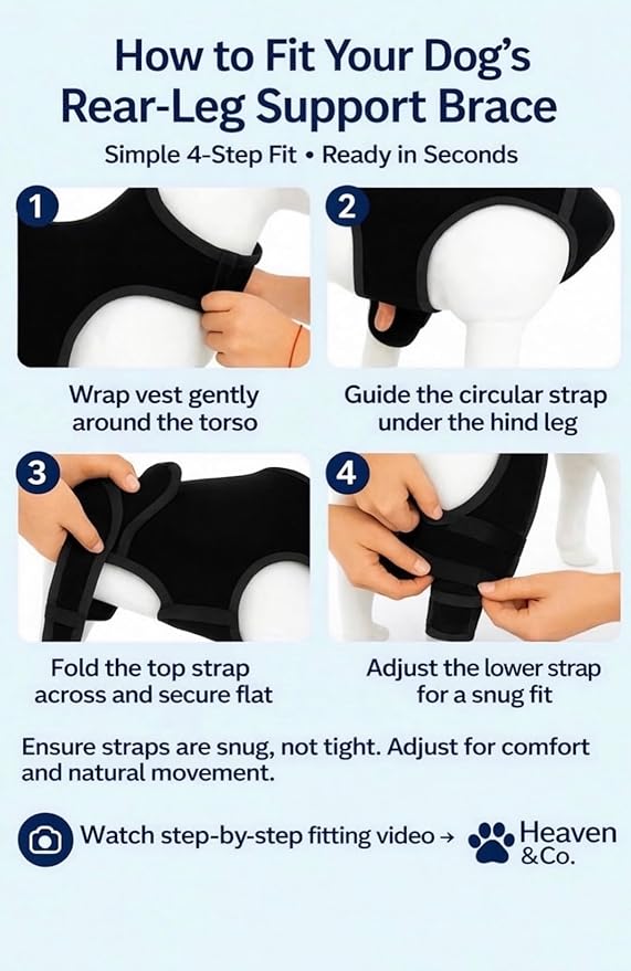 Dog Knee Brace for Rear/Hind Legs (ACL/CCL) – Dual-Leg Support with 4 Metal Stabilizers & Non-Slip Harness | Stability, Mobility & Pain Relief for Arthritis, Hip Dysplasia & Luxating Patella | S–XL