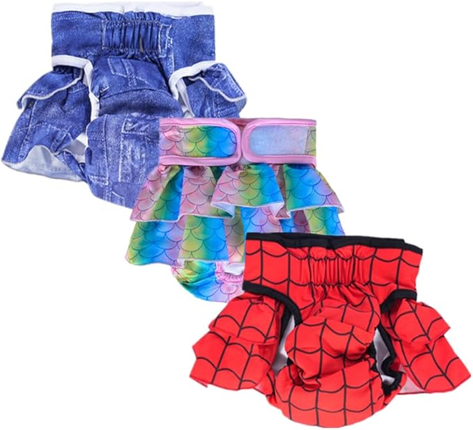 Washable Dog Diapers Female,Reusable Dog Diapers Female,Washable Diapers（3 Pieces * M Size，Waist Circumference Between 15-21.5 inches