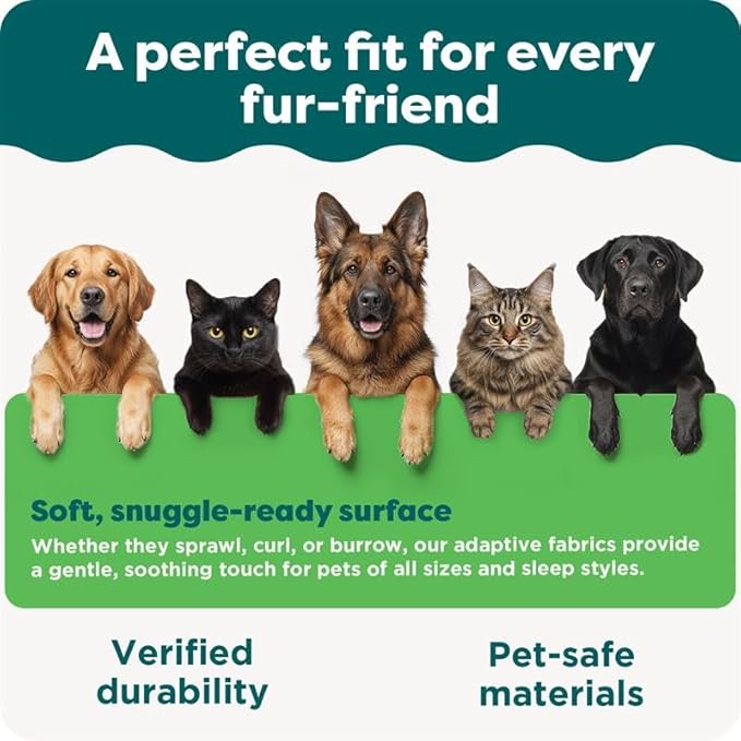 Furhaven Orthopedic Dog Bed for Large/Medium Dogs w/ Removable Bolsters & Washable Cover, For Dogs Up to 55 lbs - Faux Fur & Velvet Sofa - Dark Sage, Large