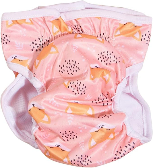 HDKUW Female Dog Diaper, Cute Washable Sanitary Pantie Reusable Puppy Sanitary Pants Pet Underwear Diapers Jumpsuits for Dogs Girl in Heat Period Fox S