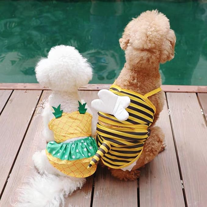 Funny Dog Swimwear Bikini Summer Dog Clothes Beach Swimsuit Puppy Bathing Suit Puppy Vest Cooling Pet Shirt for Small Dogs, Cat Apparel (XX-Large, Yellow Bee)