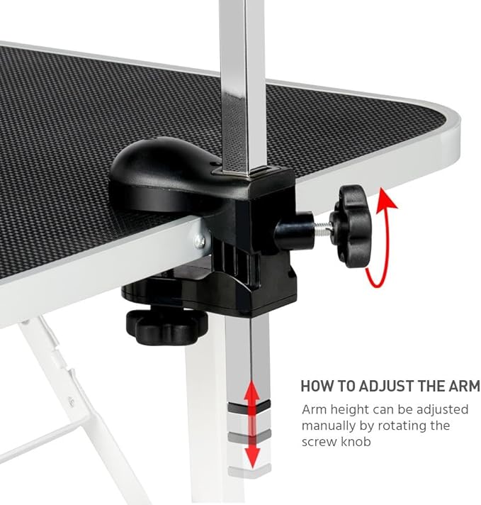 Yaheetech 36'' Dog Grooming Table, Pet Foldable Grooming Table w/Double Loops/Mesh Tray/Adjustable Arm, Black