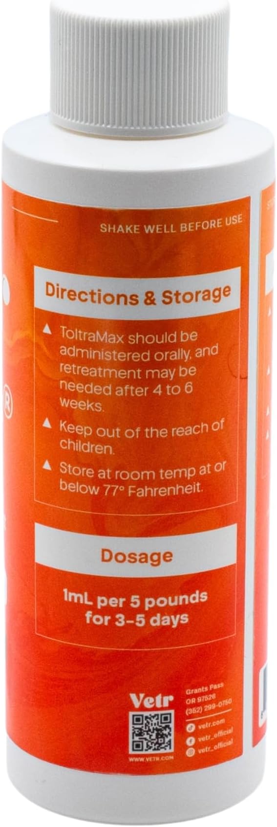 Toltrazuril 2.5% for Horses, Dogs, Cats, 120mL/4 Ounce, for Non-Food Chain Animals, Chicken