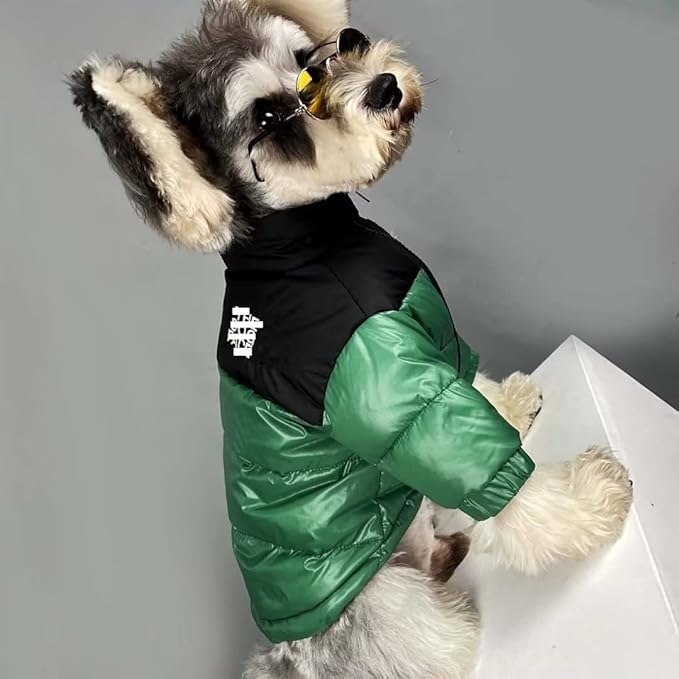 Dog Winter Coat Duck Down Jacket for Small Medium Dogs-Thicken Dog Coat Windbreaker Puppy Winter Clothes for Cold Weather Snowday (Green, Small)