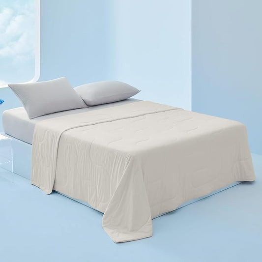 Bedsure Cooling Blankets for Hot Sleepers - Cooling Comforter, Cold and Lightweight Gift for Night Sweats, Full Size Ice Breathable Summer Blanket for Bed, Linen, 80x90 Inches