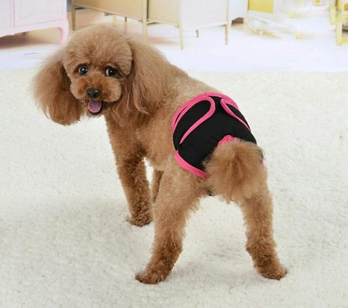 Dog Sanitary Pant,Breathable Cotton Washable Female Dog Diaper Dog Suspender Nappy Menstrual Underwear Pants for Girl Female Dog Menstruation and Avoid Harassment (L)