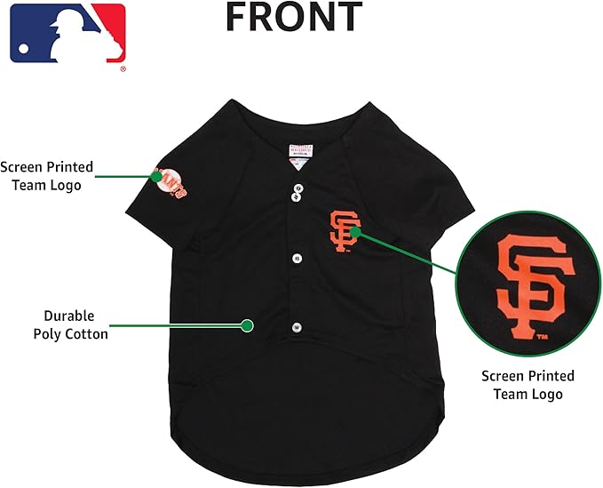 Official MLB San Francisco Giants Pet Jersey for Dogs & Cats, Size X-Small - Stylish Baseball Jersey for Your Furry Fan- Show Off Team Spirit with The Perfect Fan Apparel Gear for Pet, Dog & Cat