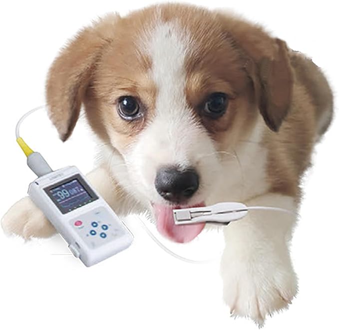 Handheld Veterinary Pulse Oximeter - Rechargeable Pet Health Monitor with Ear/Tongue Sensor, Digital Pulse Rate Meter for Dogs, Cats & Animals, Easy to Use and Accurate Monitor