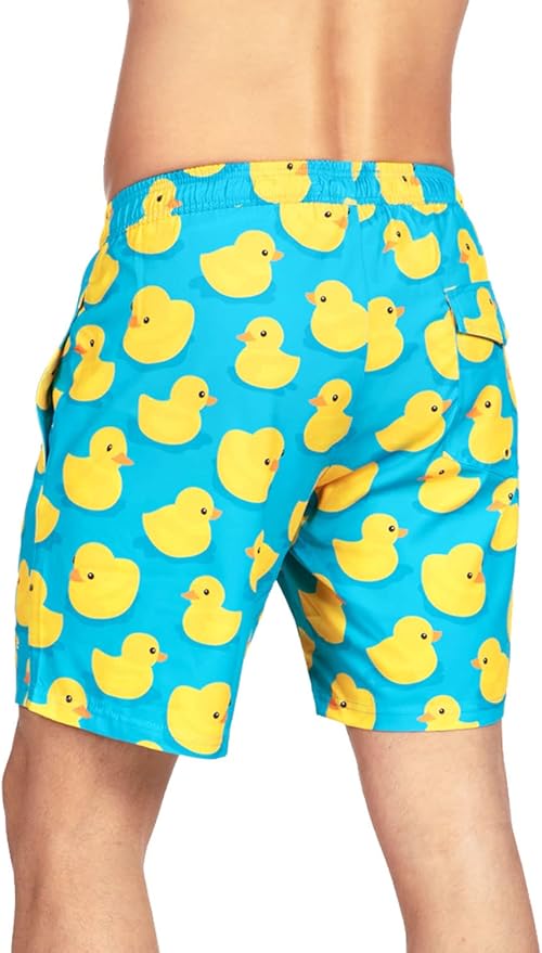 Tipsy Elves Men's Stretch Swim Trunks 7 Inch Inseam 4-Way Stretch with Mesh Liner - Quick-Dry Funny Swimwear Bathing Suit