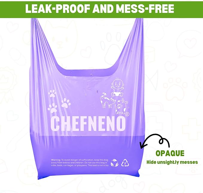 Disposable Baby Diaper Bags (500 Bags) Fresh Powder Scented Easy Tie Handles epi Eco-Friendly Diaper Disposable Sacks Dog Poop Bags Cat Litter Waste Bags (Fresh Powder, 500 ct.)