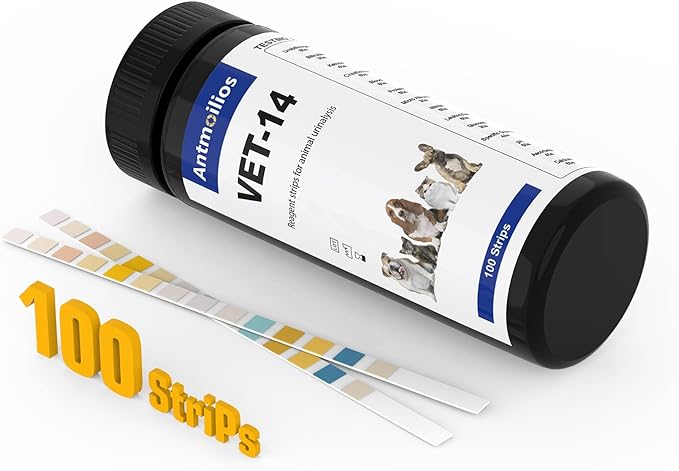 14-Parameter Dog&Cat UTI & Blood Test Strips, 100ct Detect Ketone Urine Protein Glucose Bladder Full Panel Urinalysis Urinary Tract Infection Test Kits Prime Home Testing Supplies for Vet