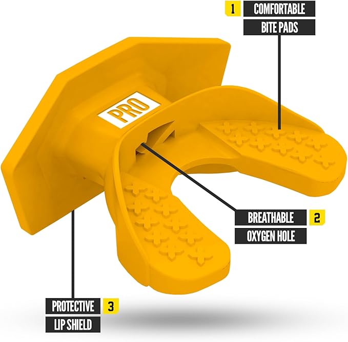 Nxtrnd One Pro Football Mouth Guard, Interchangeable Strap, Fits Adult & Youth (Yellow)