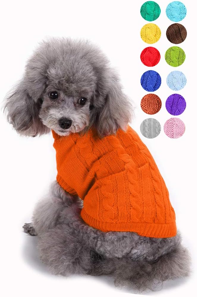Warm Classic Turtleneck Pet Sweater - Cute Winter Dog & Cat Sweaters for Small, Medium & Large Dogs & Puppies - Christmas Sweaters for Girls & Boys
