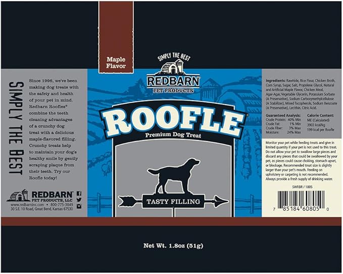 Redbarn Pet Products Roofle - Maple Flavored Waffles - Dog Treat - Case of 50