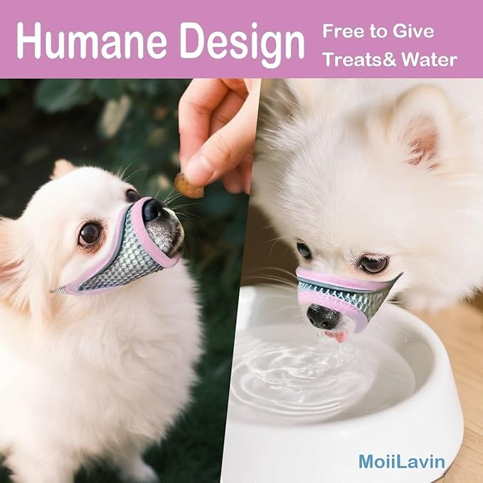 Dog Muzzle for Small Medium Dogs to Prevent Biting for Brachycephalic Dogs,Mini Poodle,Corgi,Short Snout Friendly,Soft Breathable Lightweight Mesh,Open Front,for Grooming, Vet Visits (Pink, M)