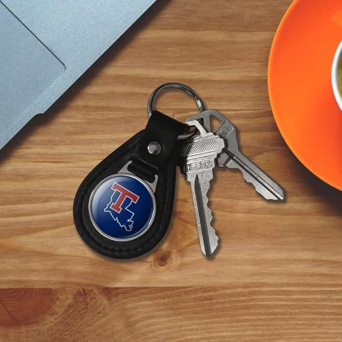 GRAPHICS & MORE Black Leather Louisiana Tech University Bulldogs Logo Keychain