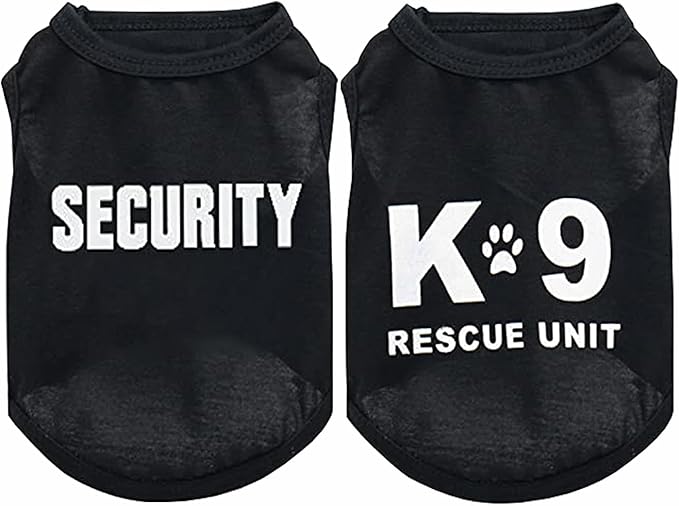 2Pack Dog Security Costume Cotton Dog Shirt for Small Dog Boy Pet Clothes K9/Security Puppy Black Vest T-Shirts Cat Top Tee Breathable Stretchy (Large)