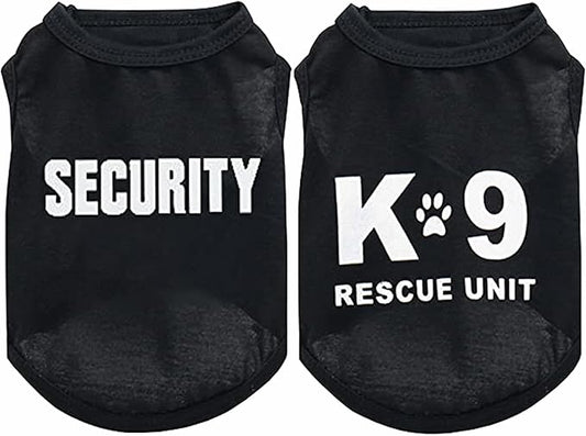 2Pack Dog Security Costume Cotton Dog Shirt for Small Dog Boy Pet Clothes K9/Security Puppy Black Vest T-Shirts Cat Top Tee Breathable Stretchy (Large)