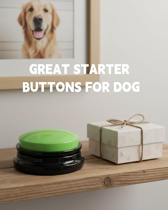Dog Talk Buttons Voice Recording Button for Communication and Pet Training 30-Second Record & Playback Talking Button for Study, Office, Family, and Kids (Green, one)