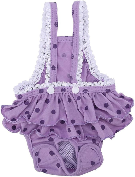 Cotton Breathable Sweet Dots Pet Suspender Pants Sanitary Menstrual Underwear for Dogs Puppies Soft Comfortable Adjustable Straps Pink Purple S M L XL XXL (XXL)