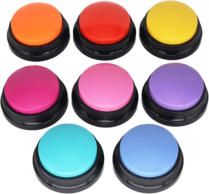 Recordable Dog Buttons 8 Color, Dog Buttons for Communication, Training Your Dog/Cat to Talk, Talking Pet Buttons, Dog Training Set, 30 Second Record & Clear Playback, Gift for Dogs/Cats