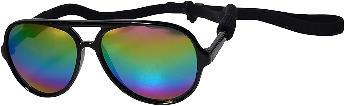 G010 Dog Pet Costume Prop Aviator Sunglasses Medium Breeds 20-40 lbs (2-Pack Black-Rainbow mr + Clear-Rainbow Mirror)