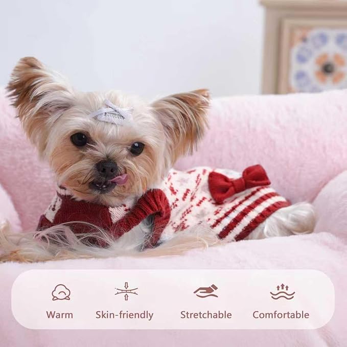 Valentines Dog Sweater, Knitted Sweater Puppy Sweater Warm Soft Pet Holiday Clothes for Small Medium or Large Dogs and Cats Sweaters (RED, XXL)