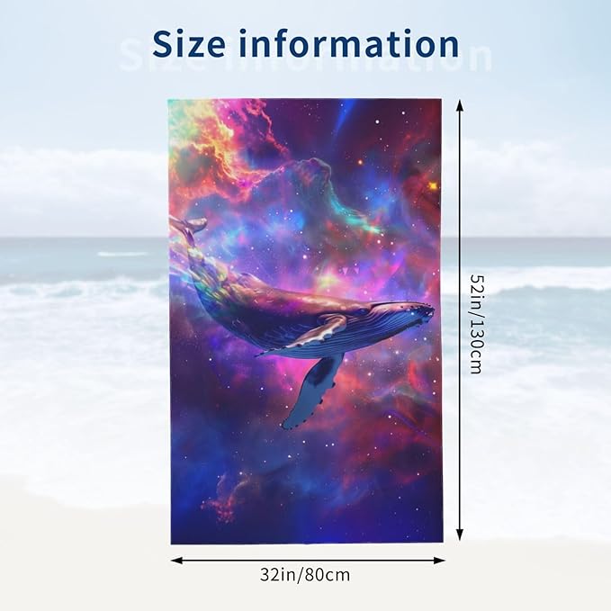 Cosmic Whale Beach Towel 31inx51in, Galaxy Whale Sand-Free Microfiber Bath Towel Ultra Soft Quick Dry Pool Towel Absorbent Towel Lightweight Towel for Swimming Bathroom Decor