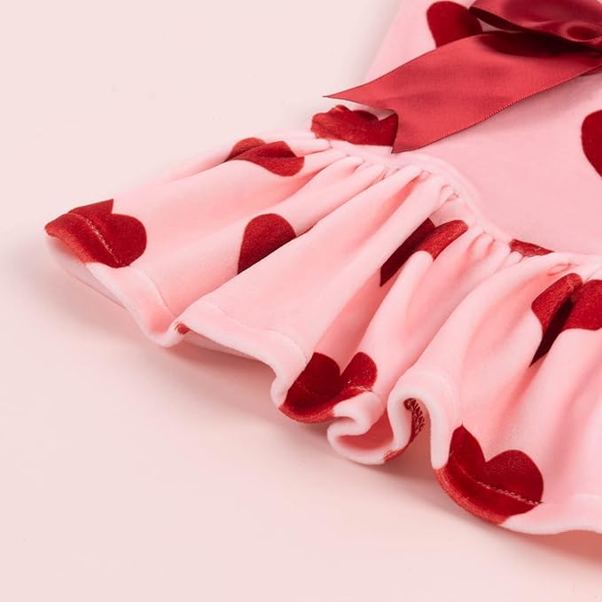 CuteBone Turtleneck Dog Velvet Dress Puppy Skirt Costume Pet Clothes Cat Apparel with Bow Hair Rope for Small Dogs CVD02L