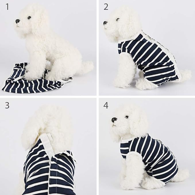 Dog Diapers Period Suit for Female Dog Sanitary Panties in Heat Male Doggy Diapers Cover Dog Onesie to Keep Diaper On Fit for Small Medium Dogs Blue Stripe/X-Small