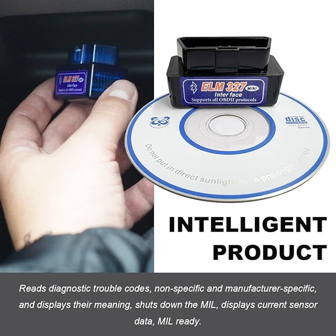 OBDII Car Auto Diagnostic Scanner, ELM327 Automotive Bluetooth Scan Tool and Code Reader, Professional Car Bluetooth Engine Fault Code Reader, Universal Car Accessories (Black & Blue)